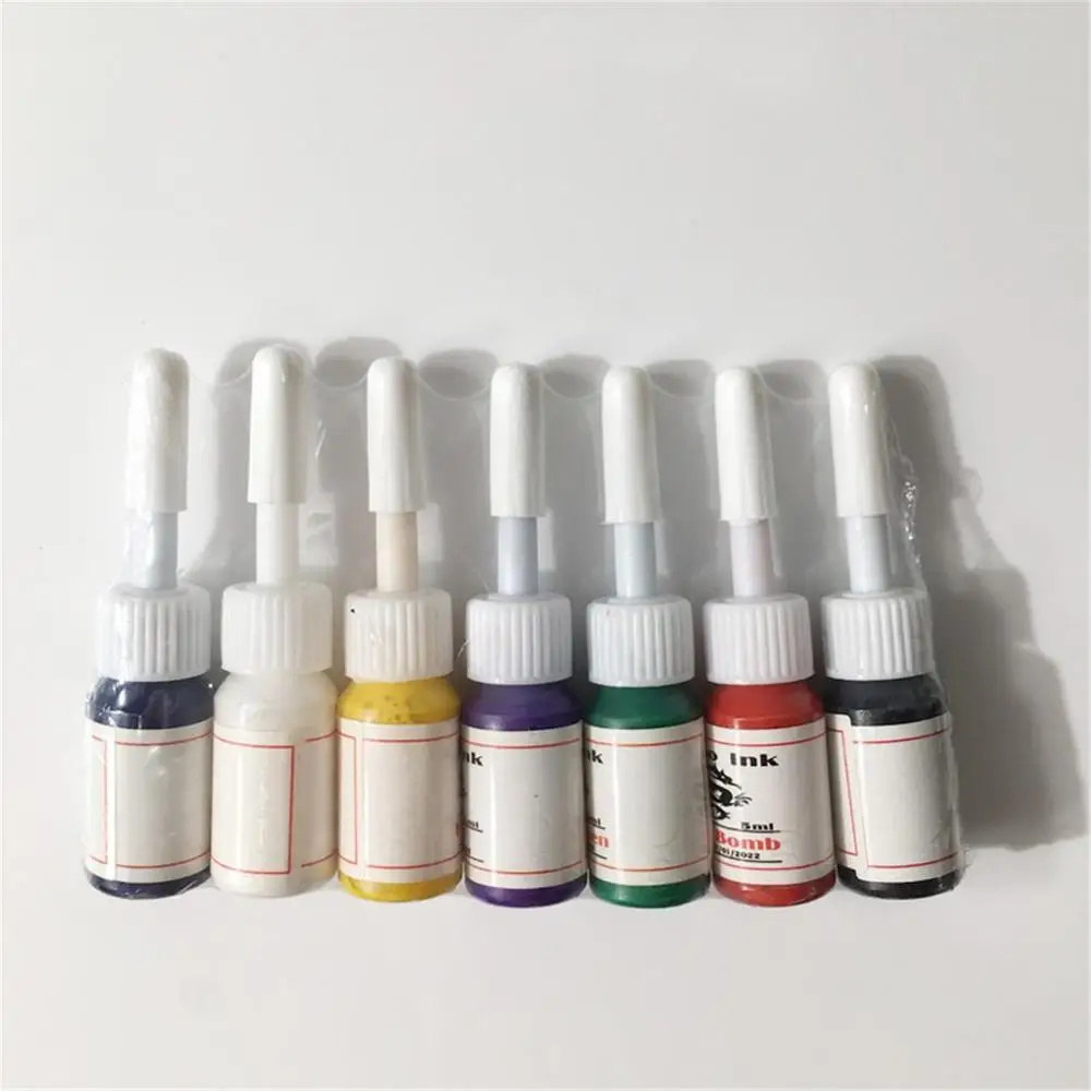 7 color 20 шт./7 шт. набор профессиональных разноцветных пигментных чернил для татуажа набор 5 мл косметических красок для макияжа бутылочки инструменты для боди-арта аксессуары - Цвет: 7 color