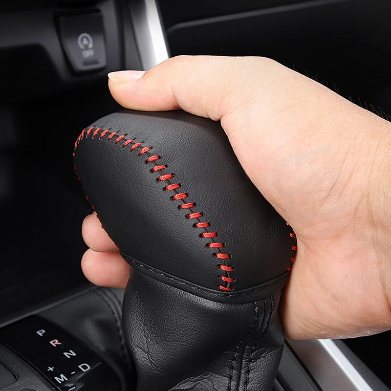 For Toyota RAV4 XA50 2019 2020 2021 2022 2023 2024 Genuine Leather Hand Sewing Gear AT Car Shift Lever Knob Handle Cover Case 6