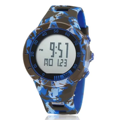 Blue Цифровые мужские спортивные часы Модные Водонепроницаемый Камуфляжный военный зеленый светодиодный мужские наручные часы с будильником и секундомером relogio masculino - Цвет: Blue