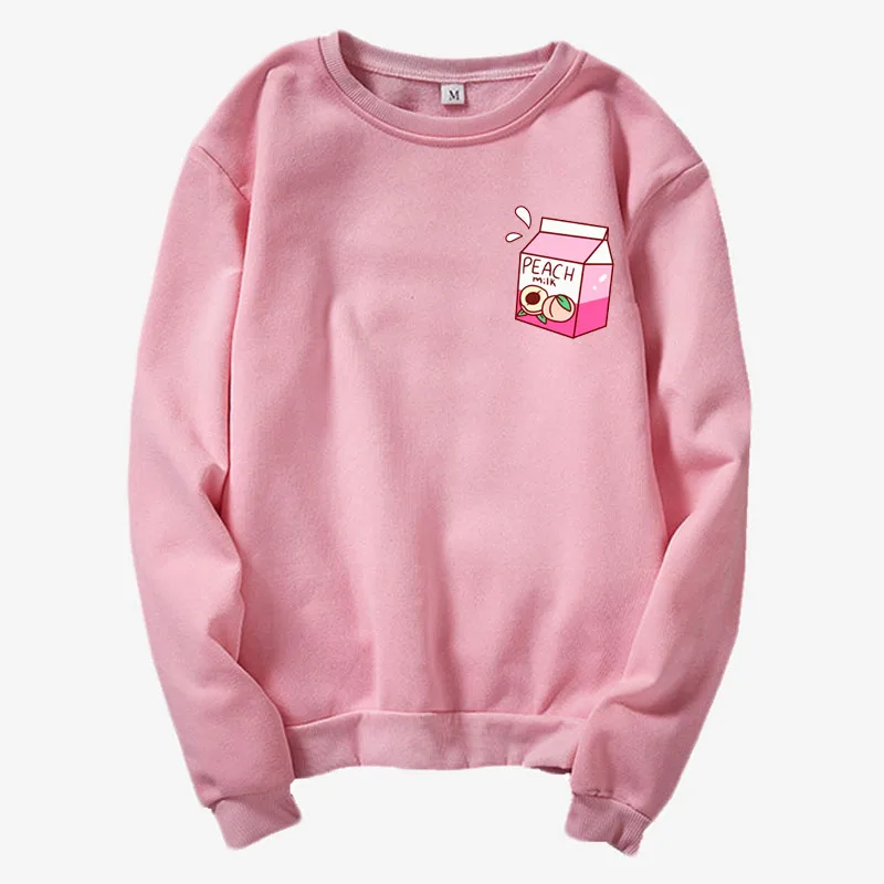 

New 2019 Peach Milk Carton Unisex Sweatshirt For Teens Japan Harajuku Sweatshirt Peach milk top pattern latest