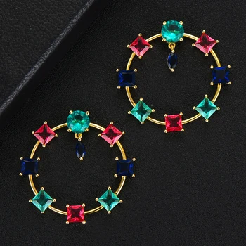 

GODKI Trendy Round Stud Earrings For Women Wedding Cubic Zircon Brincos boucle d'oreille 2020 Trendy Bohemia Jewelry HOT