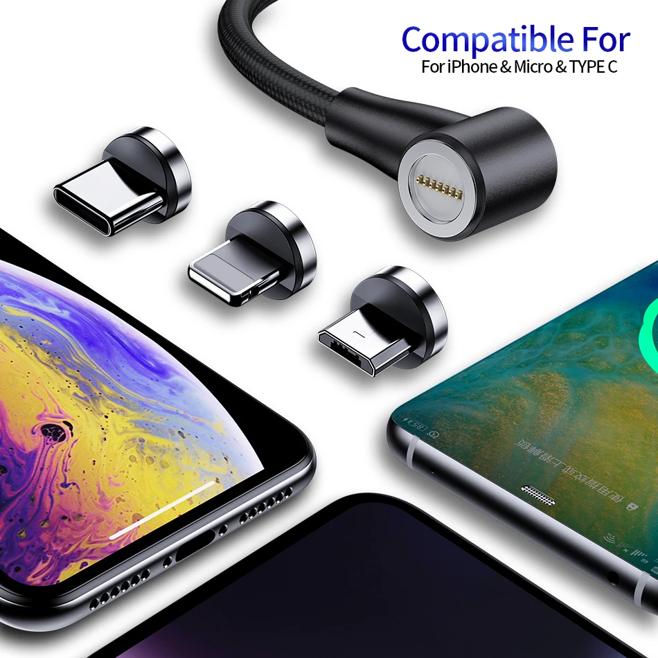 2 м Магнитный кабель Micro usb type C адаптер зарядное устройство Быстрая зарядка для iPhone11 Pro XS Max Xiaomi зарядка магнит Android телефон шнур