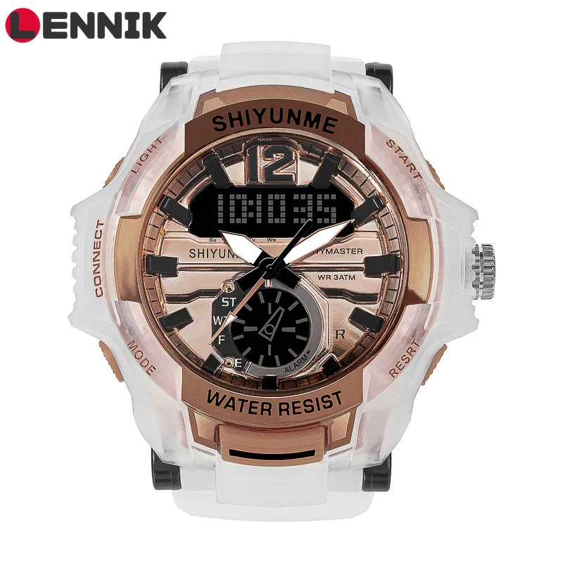 LENNIK-reloj electrónico de doble movimiento para estudiantes, pulsera de moda de ocio Simple, moda deportiva, Neutral, resistente al agua, B303, nueva versión coreana
