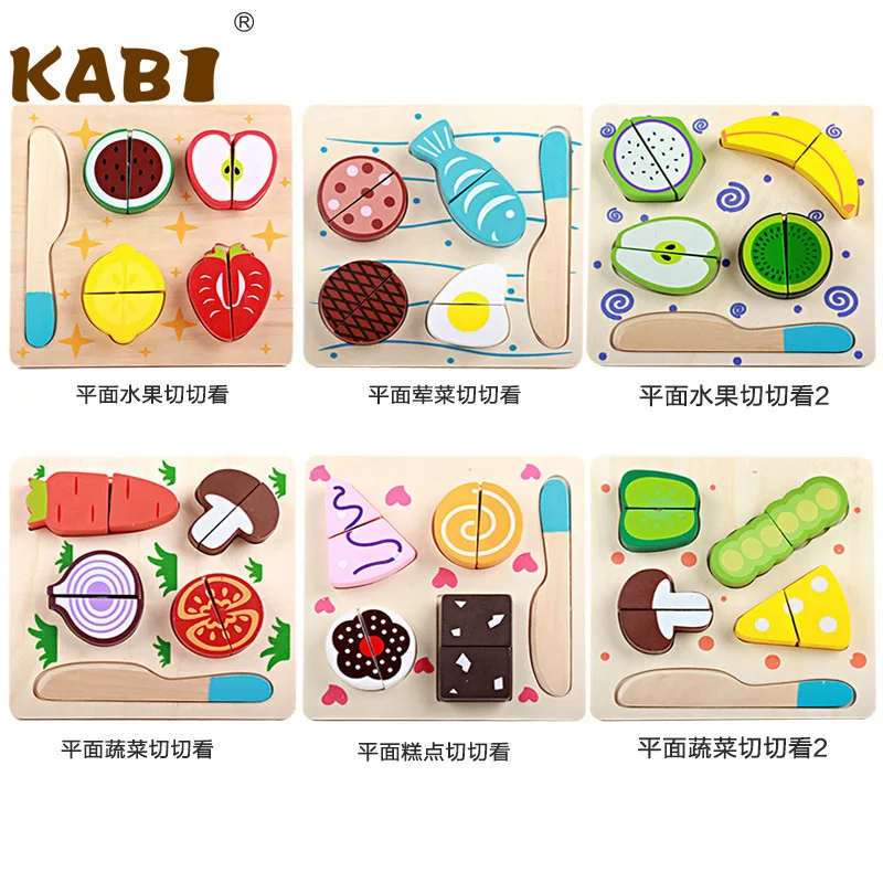 Деревянная плоская овощерезка для овощей и фруктов и овощей, модель на липучке, игровой домик, кухня, детская игрушка для девочек и мальчиков