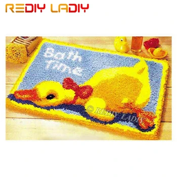 

Latch Hook Kits Make Your Own Rug Bath Time Duck Tapestry Crocheted Cushion Mat DIY Carpet Rug Pre-Printed Canvas Hobby & Crafts