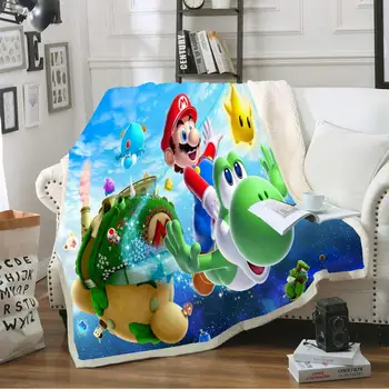 

Super Mario Game Character Design Coral Blanket Cartoon Fleece Throw Sofa Blanket Kids Home Decor Warm Blanket 150x200cm