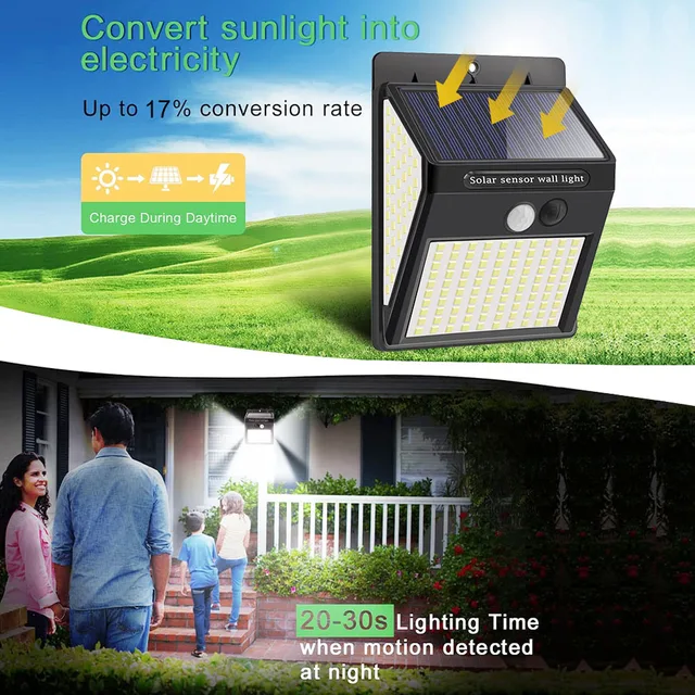 3Mode Waterproof 230 LED Solar Motion Sensor Lights Outdoor Sunlight Solar Powered Street Wall Lamp for Garden Decoration 1-4pcs 5