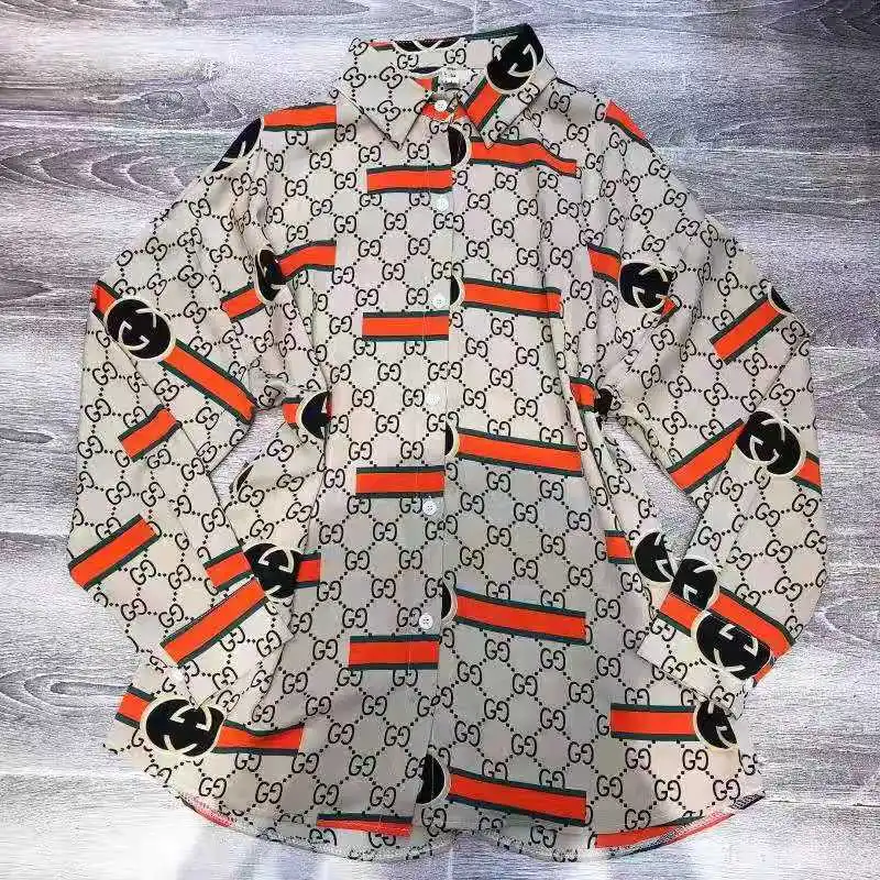 

Autumn Vintage Long Sleeved Print Shirt 2019 Spring Summer New Korean Version Turn-down Collar Loose Letter Cardigan Blouse
