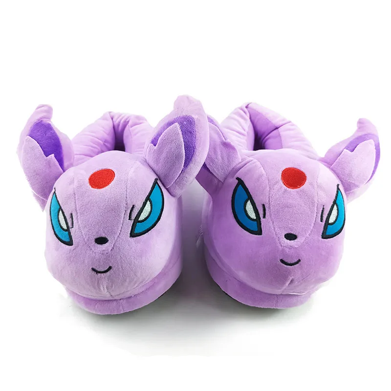 28 см; серия аниме; Плюшевые тапочки; Bulbasaur Charmander; зимняя теплая Домашняя обувь для взрослых - Цвет: Espeon