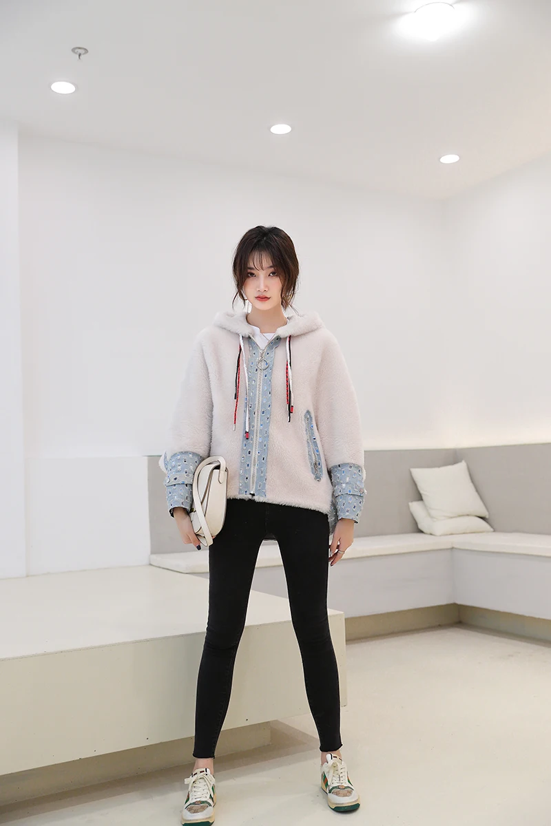 Sheep Shearing Jacket Real Fur Coat Women Clothes Korean Wool Jackets Warm Suede Lining Fur Coat JC9699 YY1734