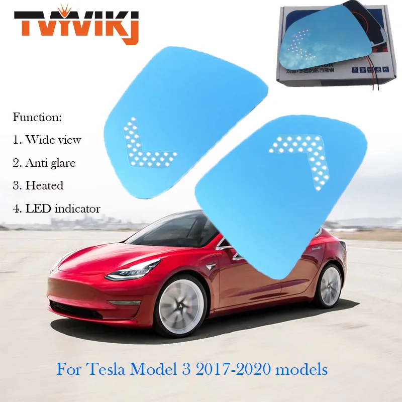 Arcoche Side Mirror For Tesla Model Y Rear View Mirror With Anti Glare Panoramic Blue Glass Lens