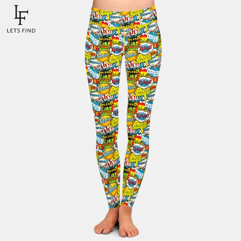 lululemon leggings LETSFIND 2020 Fashion 3D Multicolored Comic Voice Digital Printing Women Plus Size Leggings High Waist Soft Slim Fitness Legging tights for women Leggings