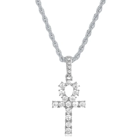 Women Hip Hop Cross Pendant Necklace with 4mm Zircon Tennis Chain Iced out Bling Necklaces HipHop Jewelry Fashion Gift