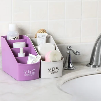 

1 pcs Desktop Storage Box Multi-functional Plastic Multi-cell Living Room Bedroom Storage Boxes Makeup Desktop Organizer Box NEW