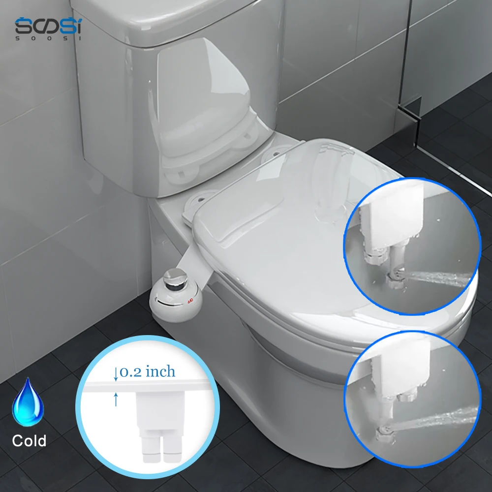 Ультратонкое неэлектрическое сиденье для унитаза биде с двойным распылителем