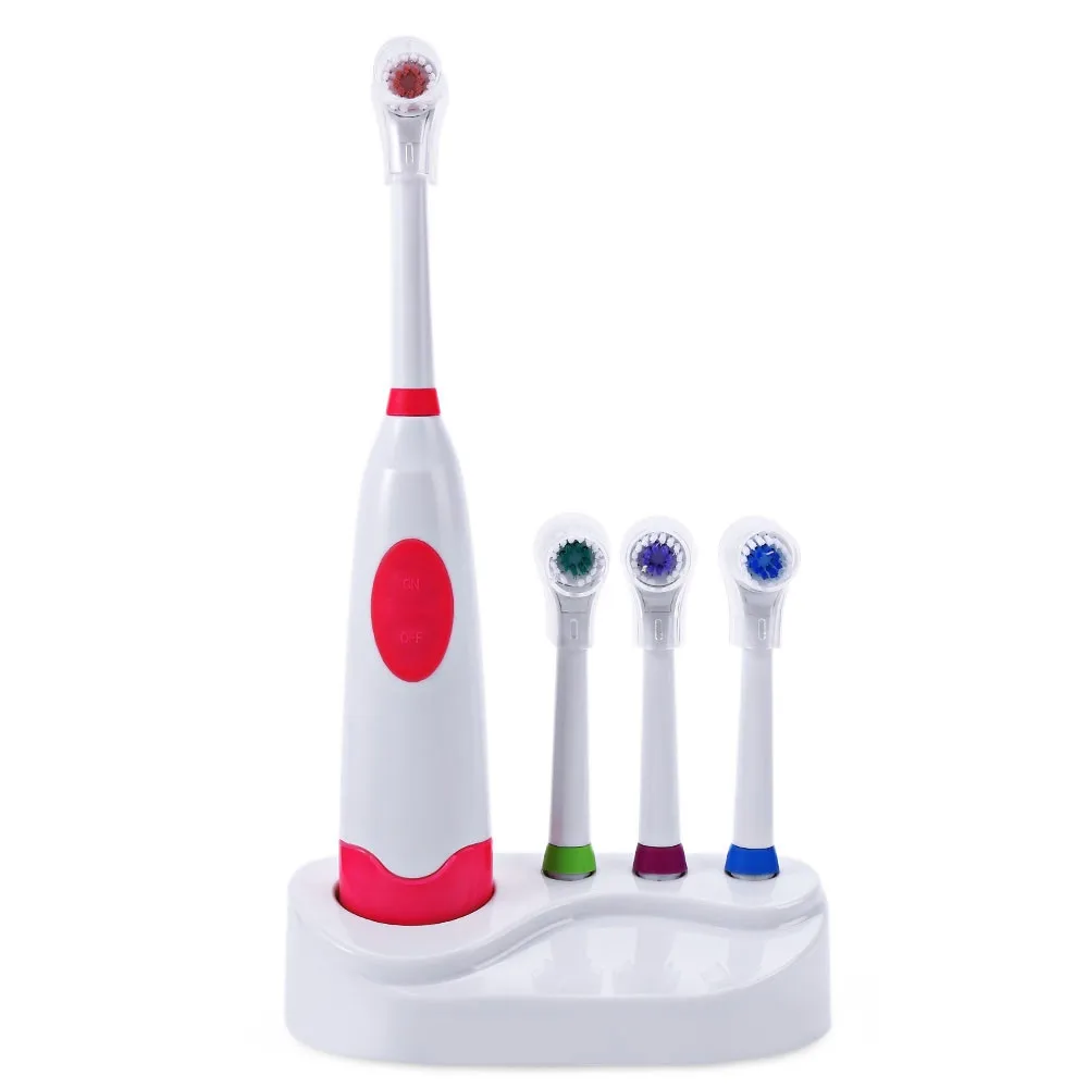 1 Набор дизайн электрическая зубная щетка на батарейках Водонепроницаемая зубная щетка для ухода за зубами электрическая зубная щетка+ 3 насадки для гигиены полости рта - Цвет: red