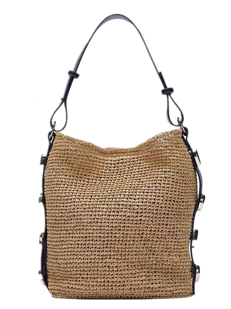 Bolso tejido de rafia mujer, bolsa de hombro, de paja, nuevo Bolsos de - AliExpress