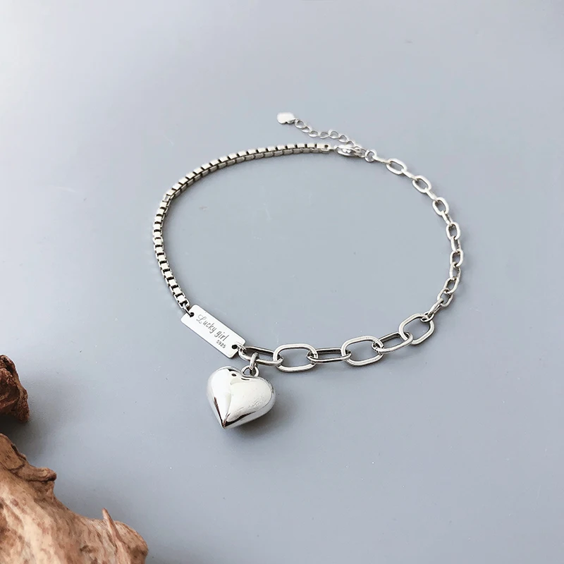 XIYANIKE New Fashion Silver Color Summer Anklet Bracelet For Women Vintage Thai Silver LOVE Heart Pendant Party Jewelry Gift Silver Anklets