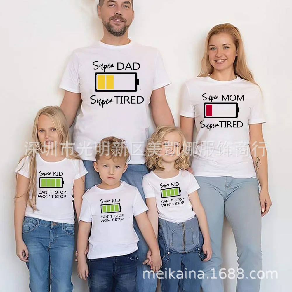 Couple T-Shirt Men Women Kids Baby Letter Matching Shirt Family Clothes Tee Tops