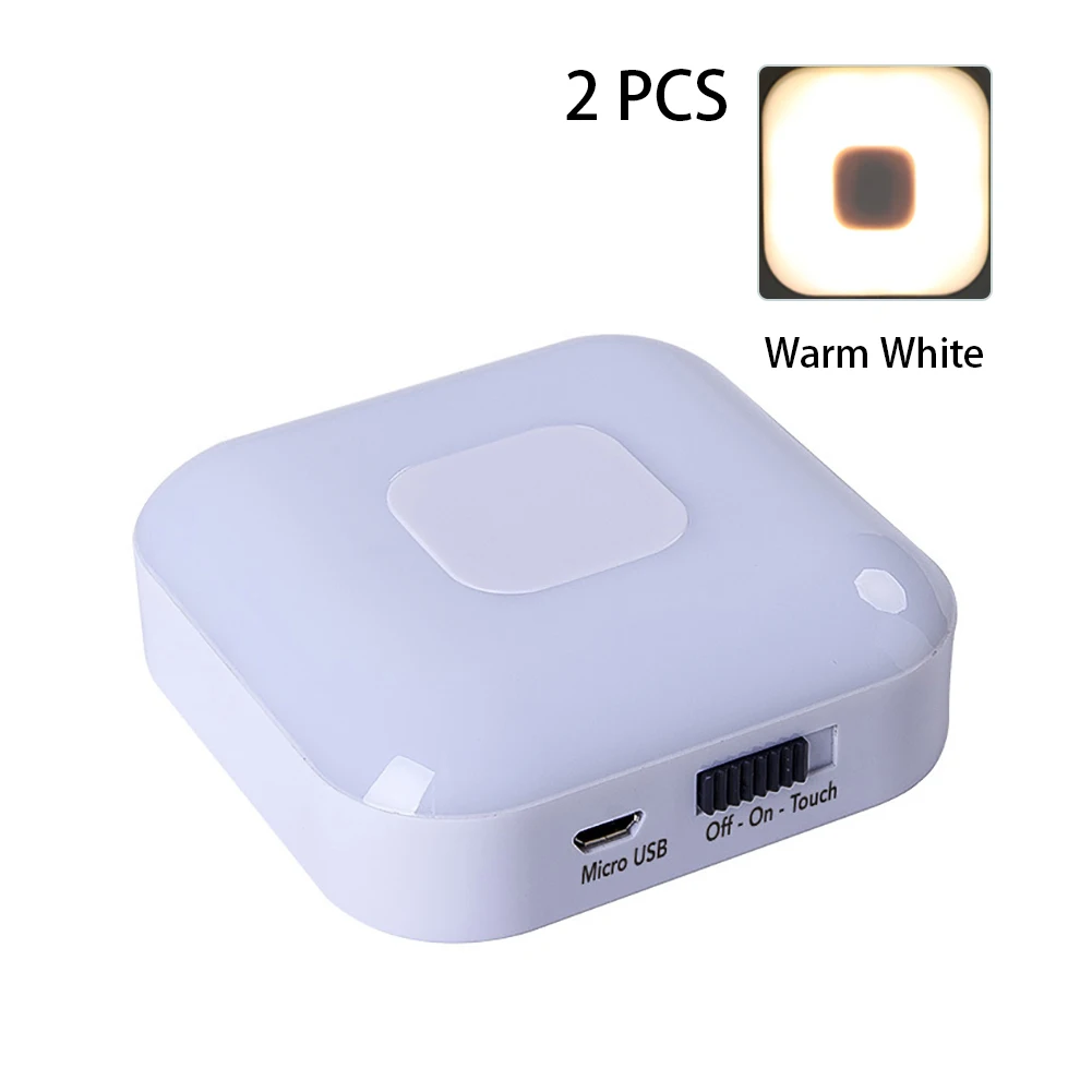 

Night Lamp Under Cabinet Touch Cordless Wardrobe 8 LED ABS Stick On Dorm USB Rechargeable Closet Dimmable Bedroom Tap Lights