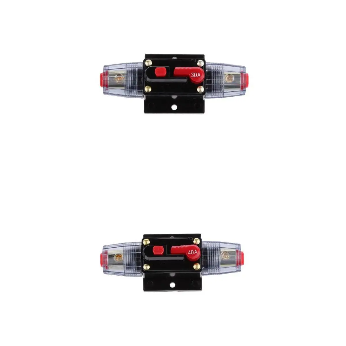 12V-24V DC Car Audio Inline Circuit Breaker Reset Fuse Holder for Stereo Switch System Protection 40 Amp & 30 Amp (2Pack)
