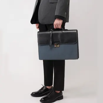 

transverse Business Travel Shoulder Crossover Shoulder Bag/Hand Bag Briefcase Solid Color Leather Belt Decoration soft handle