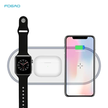 

FDGAO 3 in 1 Qi Wireless Charging Station For Samsung S20 S10 10W Charger For iPhone 11 8 XS Apple Watch iWatch 5 Airpods Pro 2