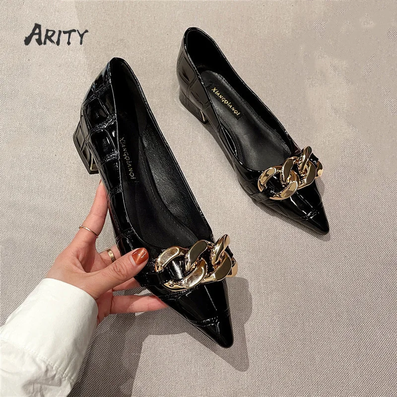 

Женские туфли на высоком каблуке, Привлекательные дизайнерские босоножки-лодочки, вечерние свадебные туфли на цепочке, Женская универсальная обувь на среднем каблуке, осень 2022