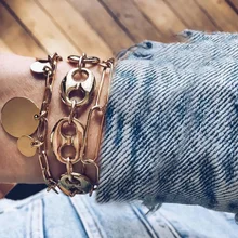 3 шт./компл. в богемном стиле Браслеты Личность Круглый на цепочке с геометрическим узором в виде знака бесконечности набор в стиле «панк» на ювелирные изделия аксессуары
