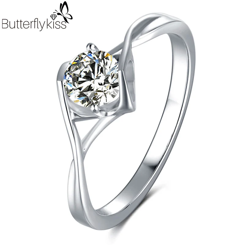 BK 0.5ct Moissanite Ring Genuine Gold 585 Angel Kiss  Customized White/Yellow/Rose Diamond Rings For Woman Fine Jewelry  | Украшения и