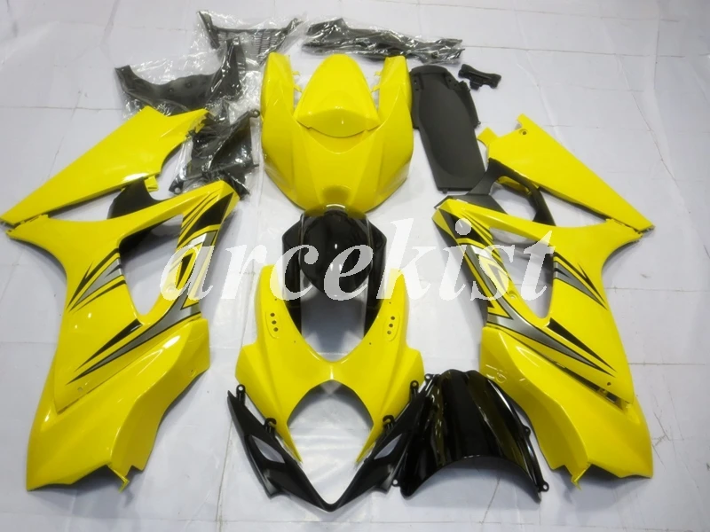 4 бесплатных подарка ABS мотоцикл обтекатели комплект подходит для Suzuki GSXR1000 2007 2008 K7 07 08 тела набор желтый
