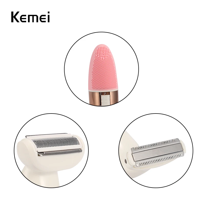 Kemei-3204 USB Электрический эпилятор для женщин очиститель для лица перезаряжаемый женский депилятор очиститель для лица удаление волос