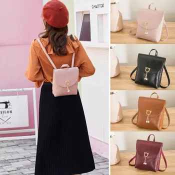 

Fashion Women Cute Small Leather Travel Bag Backpacks Ladies Backpack Shoulder Bag Lizard Cat Pendant Backpacks Outdoor Backpack