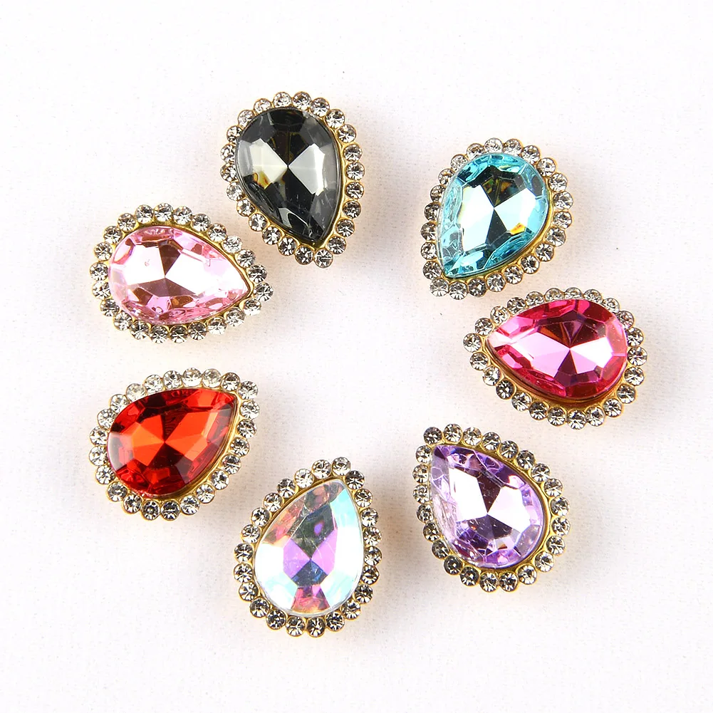 

BOLIAO 10Pcs 14mm*18mm Water Drop Crystal Acrylic Rhinestone Flatback Glue on Bags/Wedding Ornament Decoration Craft DIY R353