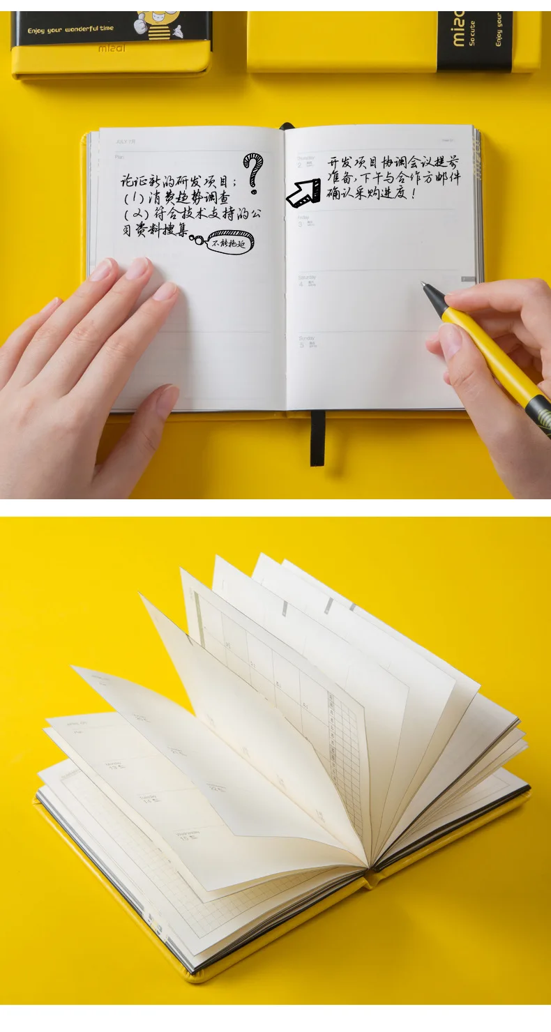 A7 Agenda планировщик Органайзер Kawaii Bee дневник записная книжка s и дневники милый портативный Еженедельный Ежемесячный план путешествия записная книжка