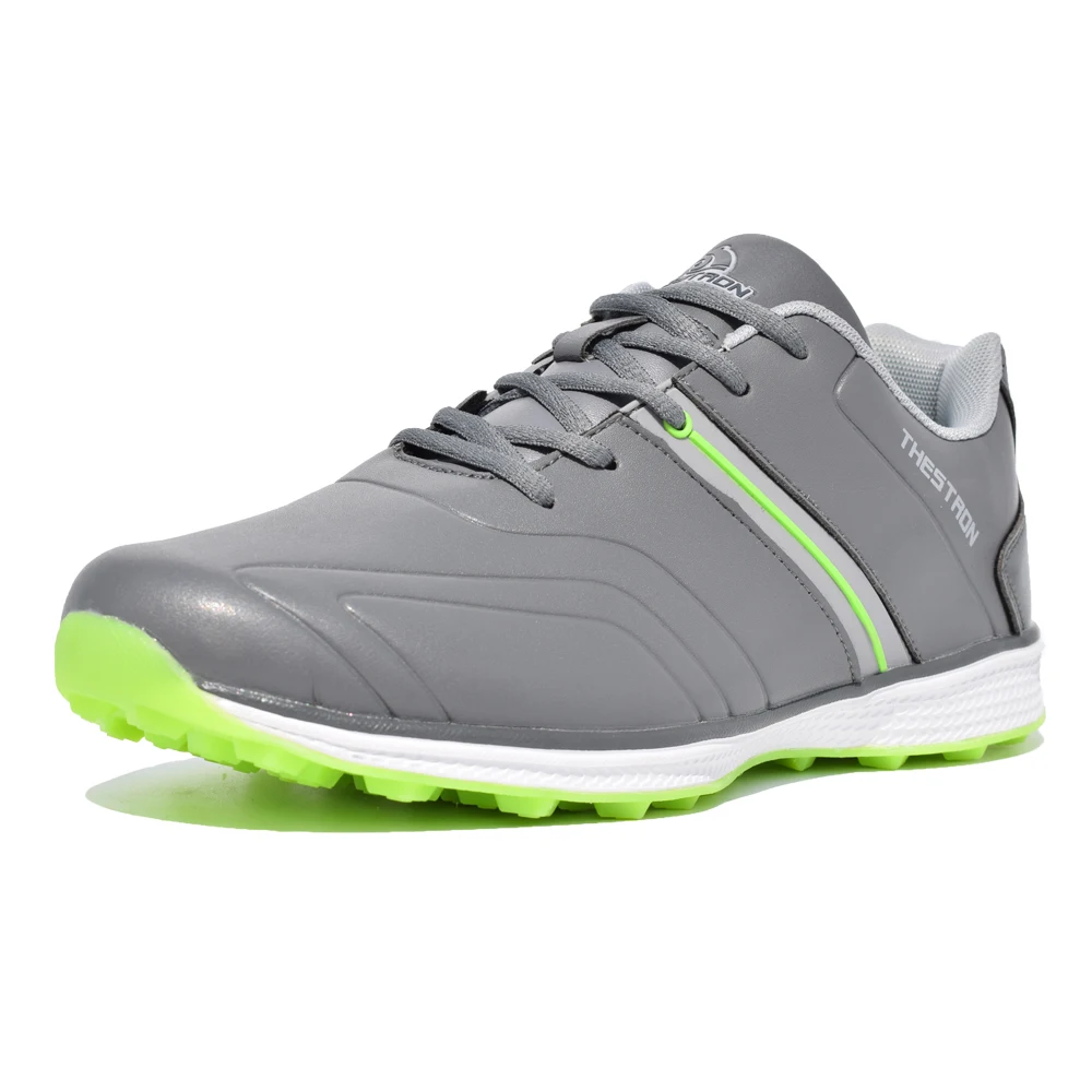 New Men Golf Shoes Waterproof Spikeless/Non-slip Golf Sneakers Lightweight Sport Trainers - Цвет: Gray