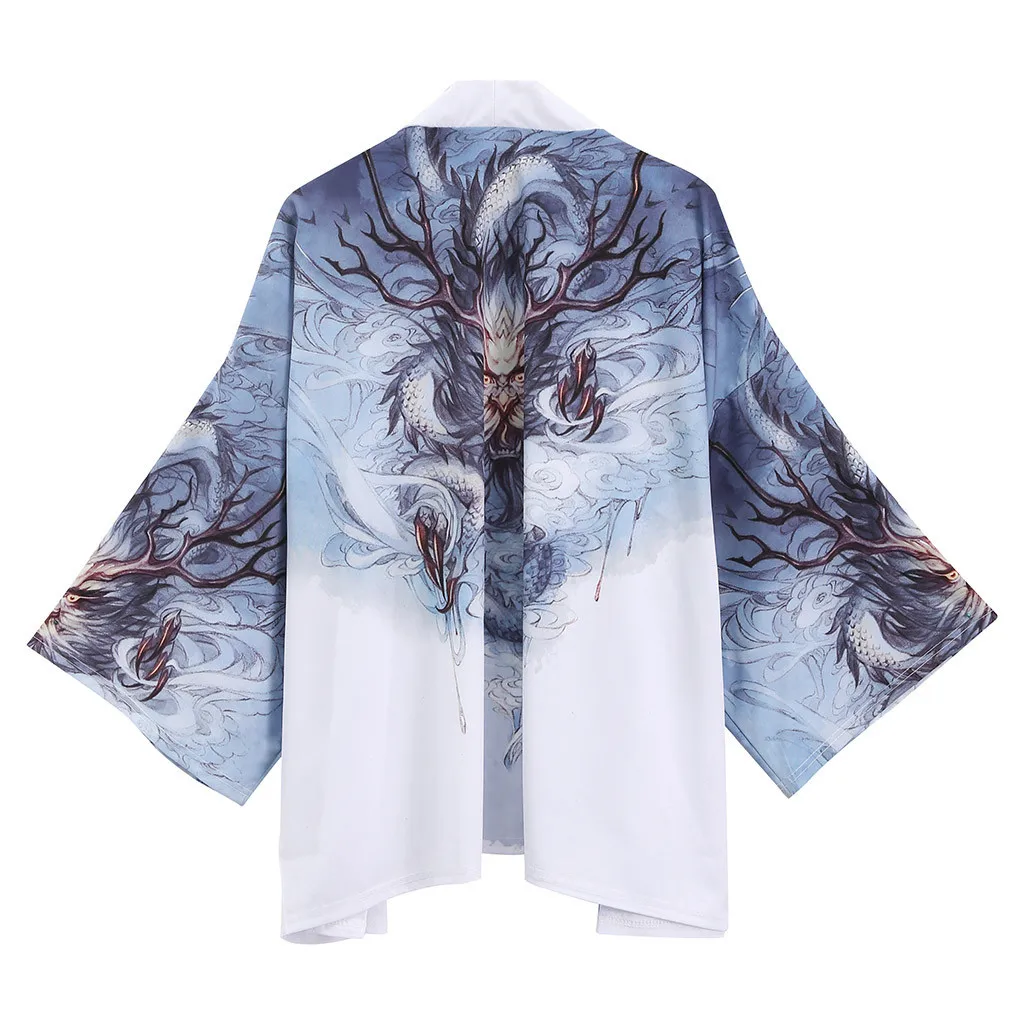 as picture 8 Yukata женский кимоно кардиган мужской традиционное японское кимоно рубашка костюм косплей китайский стиль мужской Дракон Карп принт пальто - Цвет: as picture 8