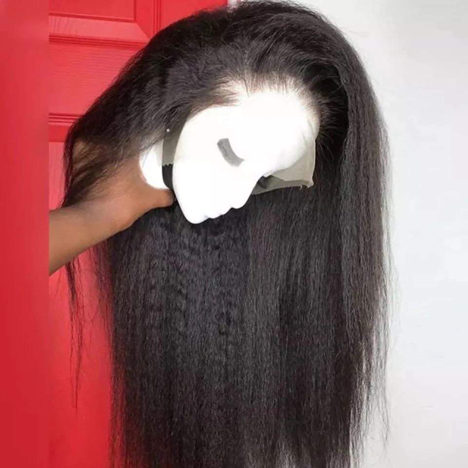 13x6 М длинные Синтетические волосы на кружеве человеческих волос парики свет яки прямые парики Реми для черный Для Женщин Бразильские предварительно выщипанные волосы с детскими волосами