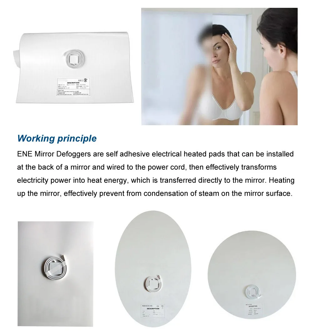 LED Lighted Mirror heating pad Bathroom mirror demister