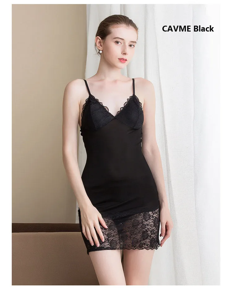 Ночная рубашка из шелка с кружевом для женщин, ночная рубашка с бретельками, сексуальная пижама, Внутреннее платье размера плюс, домашняя одежда