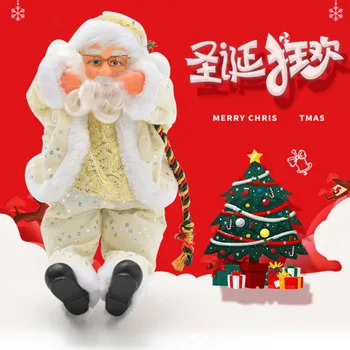 

35CM Christmas Sitting Plush Santa Claus Doll Figure Decorations Ornaments for Mantel Car Desk Bookshelf Windowsill decor