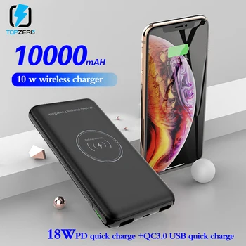 

10000mAh Wireless Power Bank Portable Charger Quick Charge 3.0 PowerBank USB Type C PD Fast Charging For iPhone Samsung Note 8 9