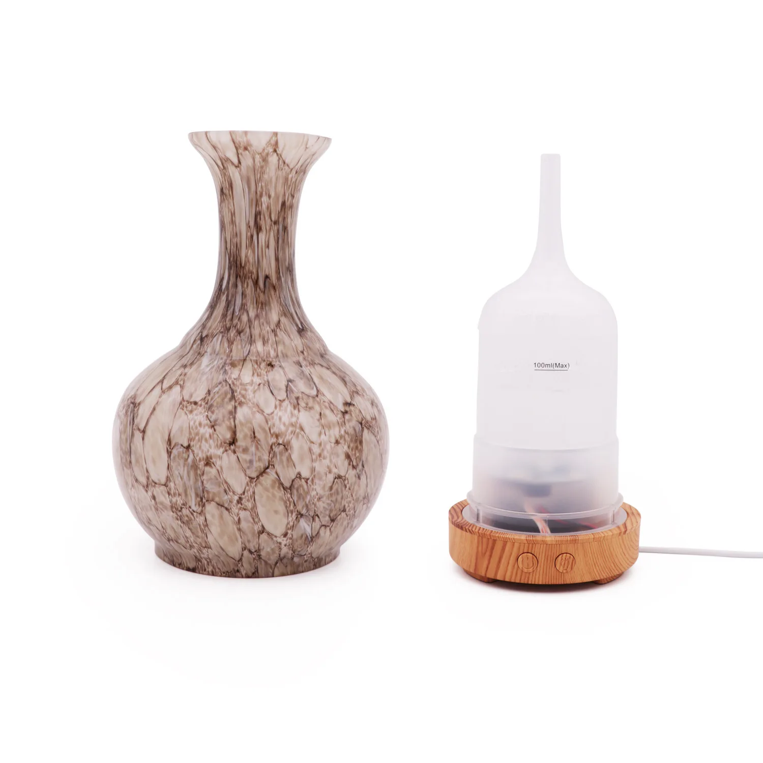 Ultrasonic Translucent Effect Vase Glass Wood Grain Aroma Diffuser New Products Gift Colorful Mini Humidifier Aroma Diffuser
