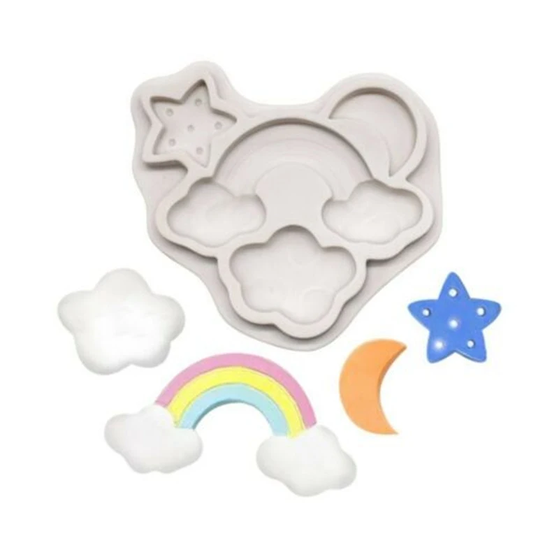 Cake Mould Fondant Topper Clouds Moon Rainbow Baking Mold 3D Decor Star Silicone mold |
