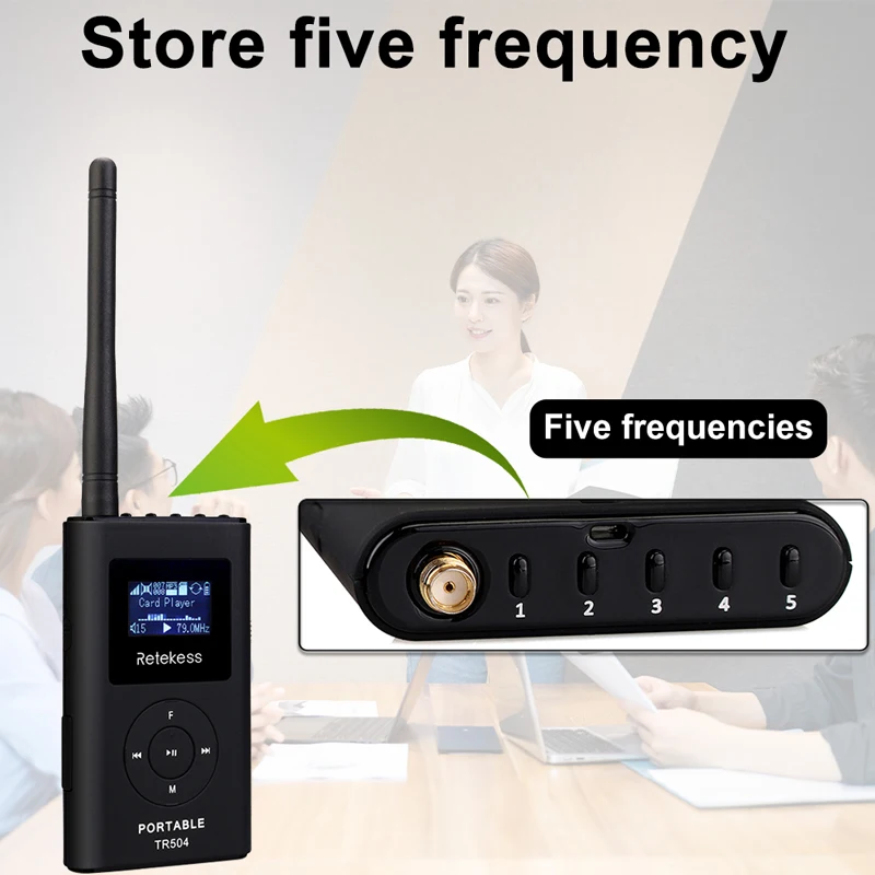Беспроводной fm передатчик RETEKESS TR504 0 6 Вт MP3 портативный для церкви автомобиля