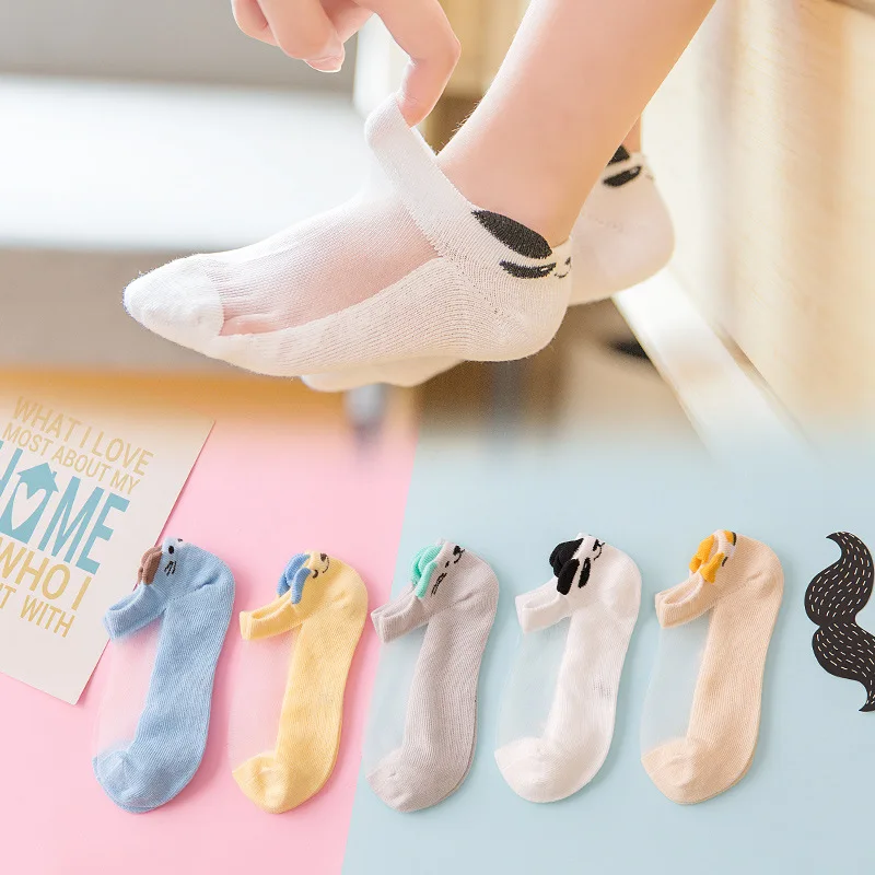 babysocks003 5 шт., детские носки новые летние ультра-тонкие дышащие носки-подследники из чистого хлопка с кристаллами Детские неглубокие носки - Цвет: babysocks003