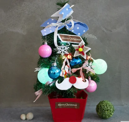Насыщенный сапфировый Мини-елка 17,72 дюймов новогодний мини Рождественский Декор с Светодиодная лента световой Рабочий стол - Цвет: Насыщенный сапфировый