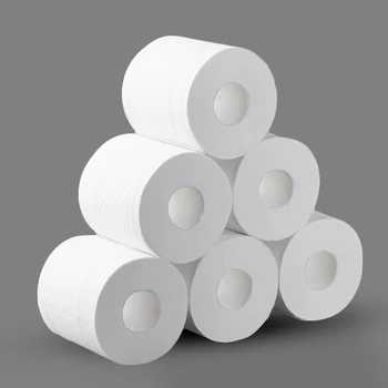 

10 Rolls Of Toilet Paper Household Roll Paper White Wood Pulp Paper Towels Soft Comfortable Toilet Tissue Sanitary Paper