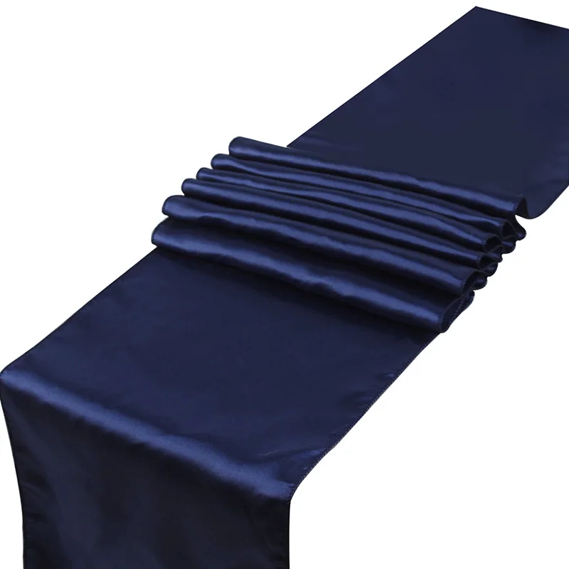 23 цвета атласные настольные Бегуны 1" x 108"/30 см x 275 см для свадебной вечеринки украшения для дома стул пояс бант скатерть на стол - Цвет: navy blue
