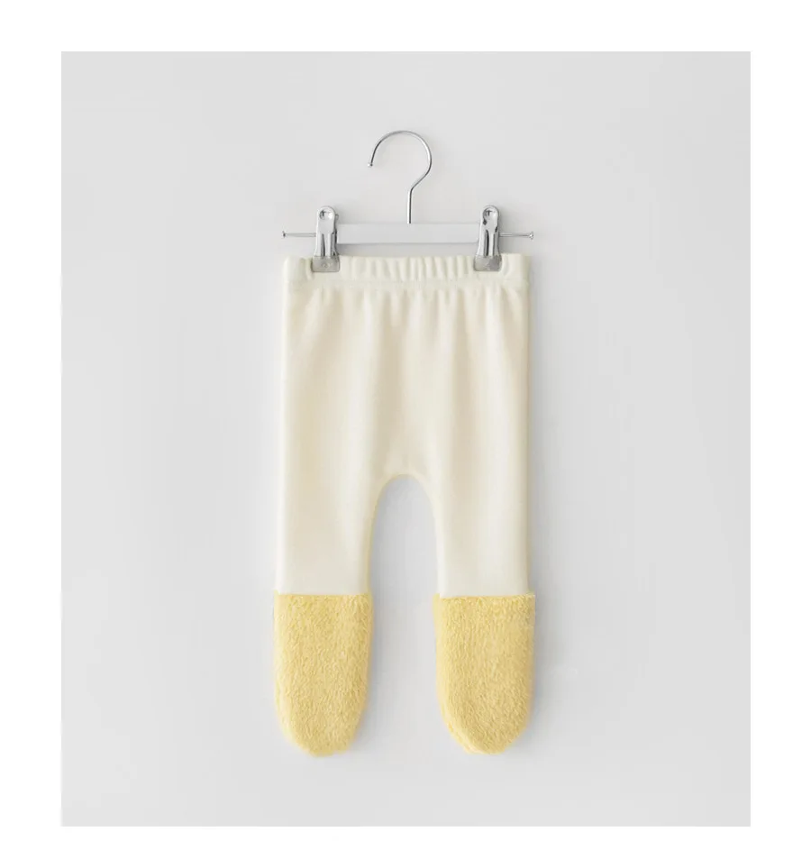 Осенне-зимние штаны для девочек; Плюшевые леггинсы для малышей - Цвет: Цвет: желтый